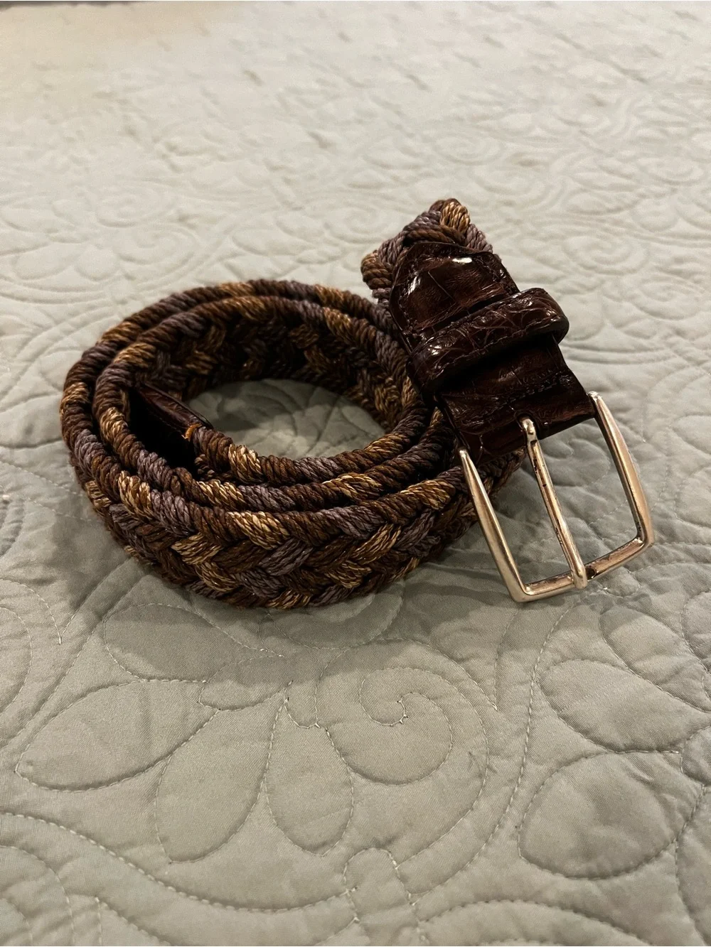 NWOT Onward Reserve Braided Brown Men's Belt 36- Woven Leather Accents